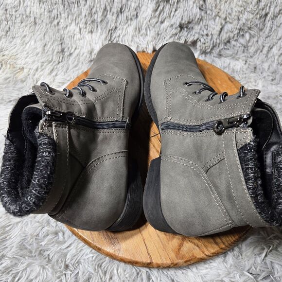 Sporto Womens Size 10-11M Jenny Faux Suede Lace-Up Ankle Grey Combat Boots - Picture 5 of 11